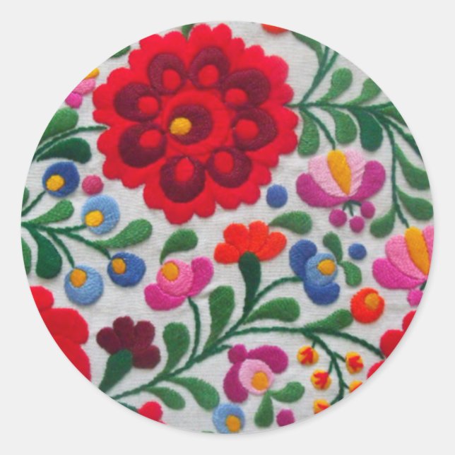 Mexican Hand Embroidery Flowers Envelope 20 Seals (Front)