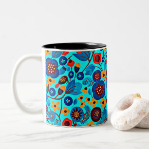 Mexican Heritage Floral Print Two-Tone Coffee Mug