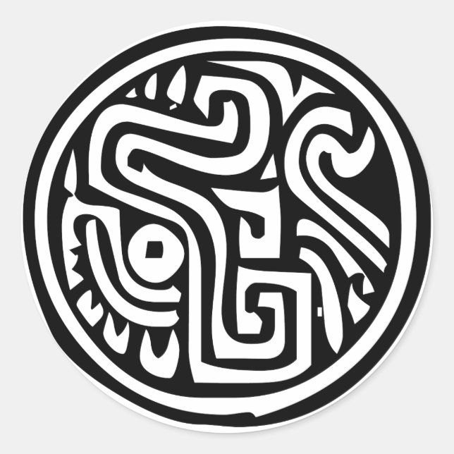 Mexican hieroglyph(Maya) Classic Round Sticker (Front)