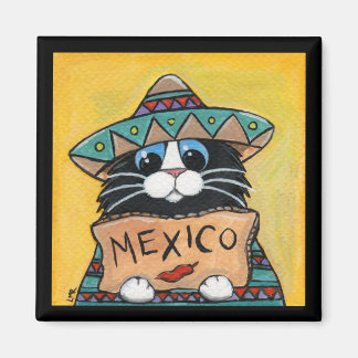 Mexican Hitchhiker Tuxedo Cat Magnet