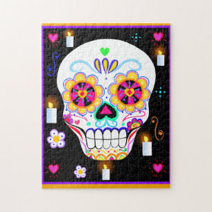 Mexican Holiday Day Of The Dead Sugar Skull Jigsaw Puzzle