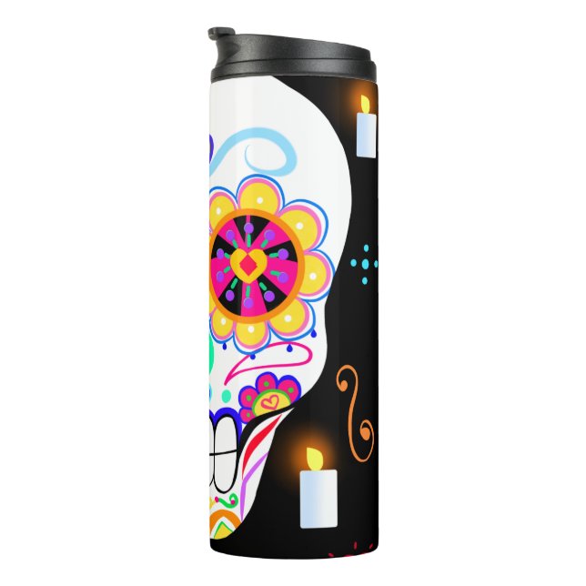 Mexican Holiday Day Of The Dead Sugar Skull   Thermal Tumbler (Rotated Right)
