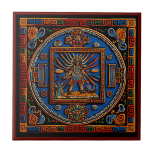 Mexican Huichol style mihrab ceramic tile