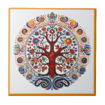 Mexican huichol tree of life ceramic tile<br><div class="desc">Huichol is an indigenous group that inhabits the Sierra Madre Occidental mountain range in the Mexican states of Jalisco, Nayarit, Durango, and Zacatecas. The Huichol people are known for their rich culture and traditions, including their unique art, music, and religious practices. Huichol art is also renowned for its colourful and...</div>