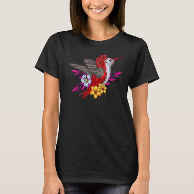 Mexican Humming Bird with Flowers for the Day of t T-Shirt (Front)