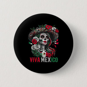 Mexican independence day sugar skull viva mexico 6 cm round badge