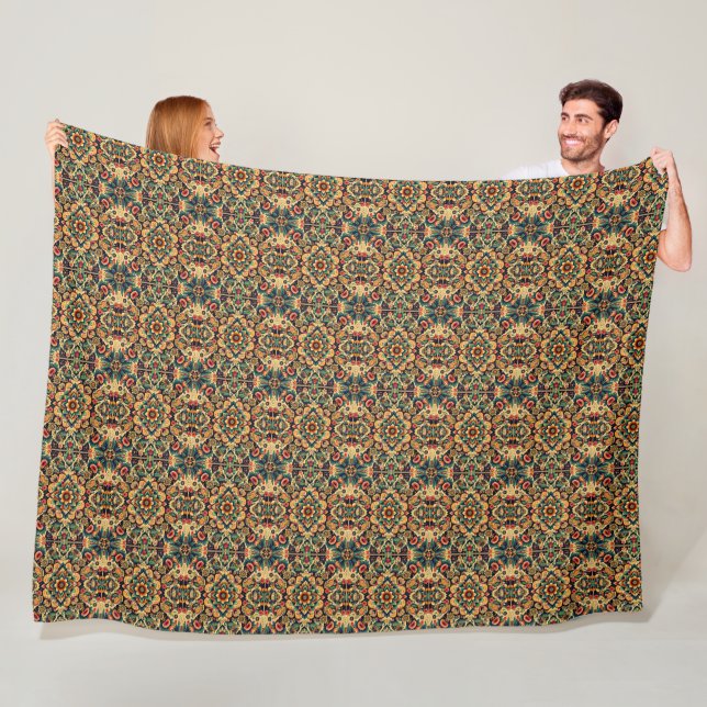 Mexican Inspired Design Multicolored Fleece Blanket (In Situ)