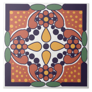 Mexican Inspired Floral Ceramic Tile