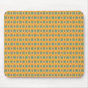Mexican inspired pattern in yellow and blue mouse pad