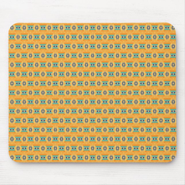 Mexican inspired pattern in yellow and blue mouse pad (Front)