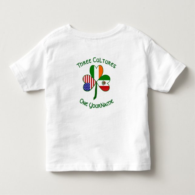 Mexican Irish American Flag Shamrock Personalised  Toddler T-Shirt (Back)