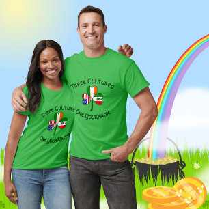 Mexican Irish American Flags Shamrock Personalised T-Shirt
