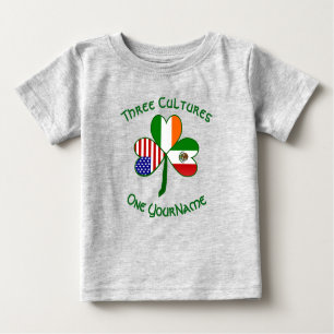 Mexican Irish American Flags Shamrock Your Name Baby T-Shirt