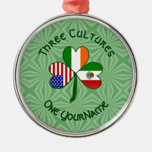 Mexican Irish American Flags Shamrock Your Name Me Metal Ornament