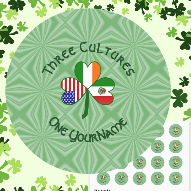 Mexican Irish American Shamrock Flag Classic Round Sticker (Creator Uploaded)