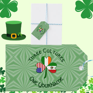 Mexican Irish American Shamrock Flag Gift Tags