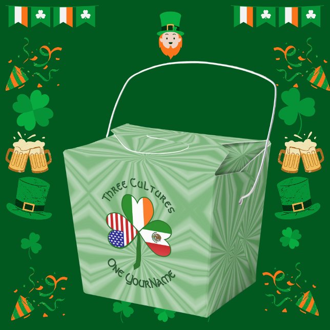 Mexican Irish American Shamrock Flag Take Out Favour Box (Creator Uploaded)