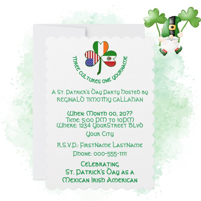 Mexican Irish USA Flag Shamrock Personalised  Invitation (Creator Uploaded)