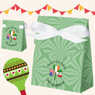 Mexican Irish USA Flags Shamrock Personalised  Favour Box