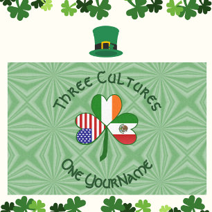 Mexican Irish USA Flags Shamrock Personalised  Tissue Paper