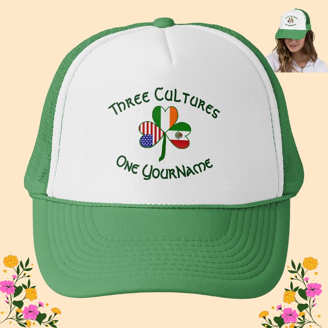 Mexican Irish USA Flags Shamrock Personalised  Trucker Hat (Creator Uploaded)