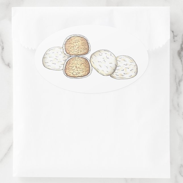 Mexican Italian Wedding Cookies Snowballs Bakery Oval Sticker (Bag)