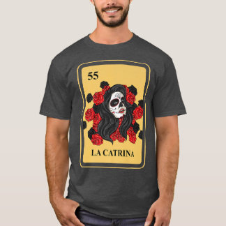 Mexican La Catrina Bingo Card Game traditional Hal T-Shirt