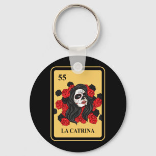 Mexican La Catrina Bingo Card Game traditional Key Ring