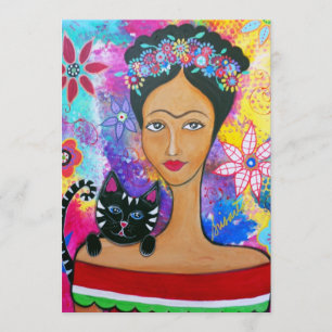 MEXICAN LADY AND HER CAT INVITATIONS