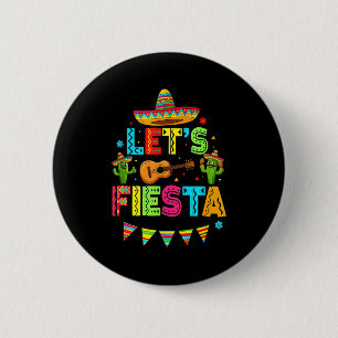 Mexican Lets Fiesta Cute Cactus Music Funny Cinco 6 Cm Round Badge