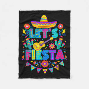 Mexican Lets Fiesta Floral Folk Art Cinco De Mayo  Fleece Blanket
