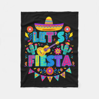 Mexican Lets Fiesta Floral Folk Art Cinco De Mayo Fleece Blanket