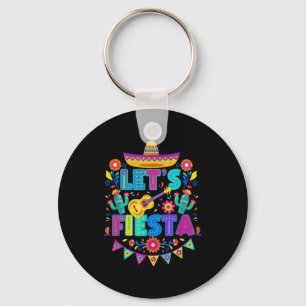 Mexican Lets Fiesta Floral Folk Art Cinco De Mayo Key Ring