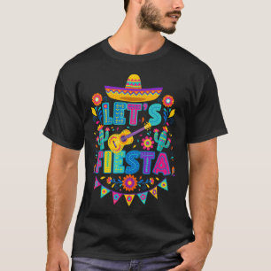 Mexican Lets Fiesta Floral Folk Art Cinco De T-Shirt