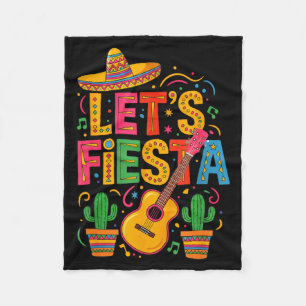 Mexican Lets Fiesta Guitar Cactus Music Cinco De M Fleece Blanket