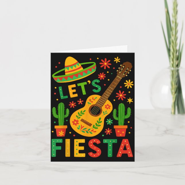 Mexican lets fiesta guitar cinco de mayo  card (Front)