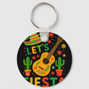 Mexican lets fiesta guitar cinco de mayo key ring