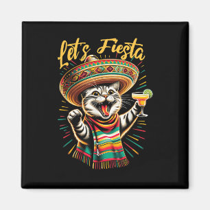 Mexican Lets Fiesta Sombrero Cat Cinco De Mayo Fun Magnet