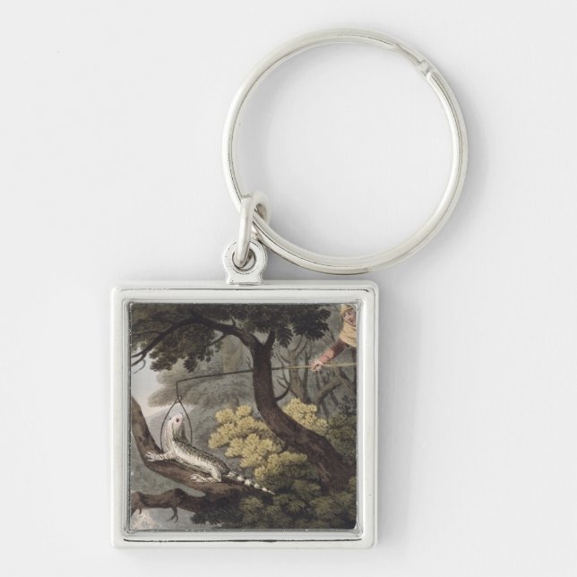 Mexican Lizard Catcher, engraved by Matthew Dubour Key Ring (Front)