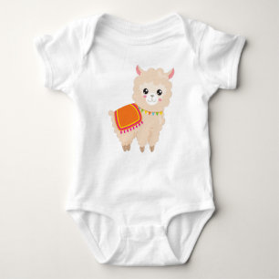 Mexican Llama, Cute Llama, Cute Alpaca, Baby Llama Baby Bodysuit