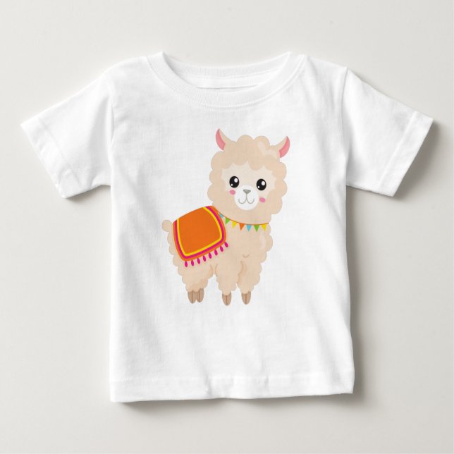 Mexican Llama, Cute Llama, Cute Alpaca, Baby Llama Baby T-Shirt (Front)