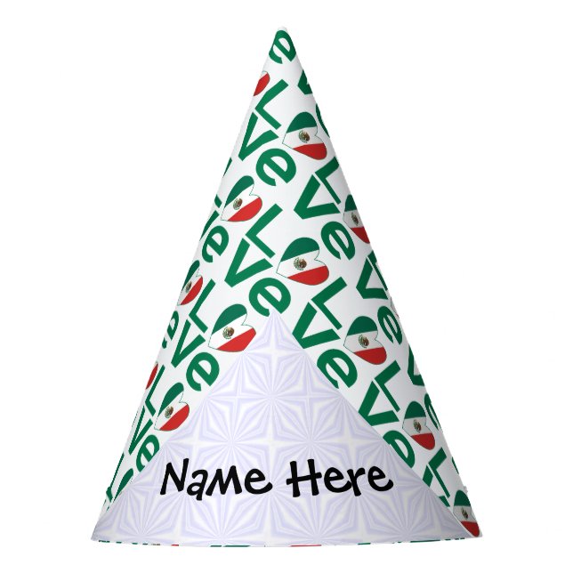 Mexican LOVE Tiled Green Party Hat (Front)