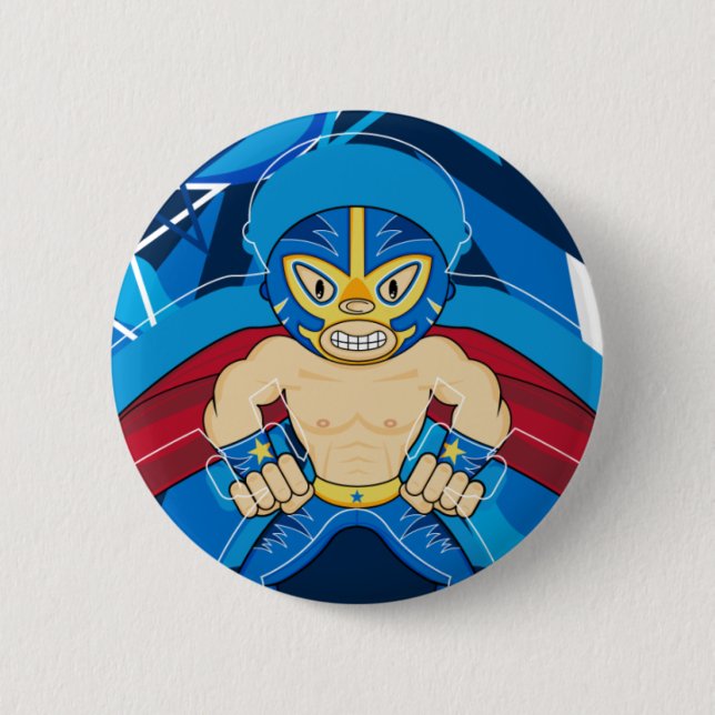Mexican Luchador Wrestler Button (Front)