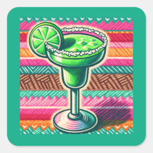 Mexican Margarita Colourful Fiesta Party Favours Square Sticker