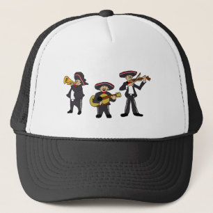 Mexican Mariachi Band Cartoon Illustration Trucker Hat
