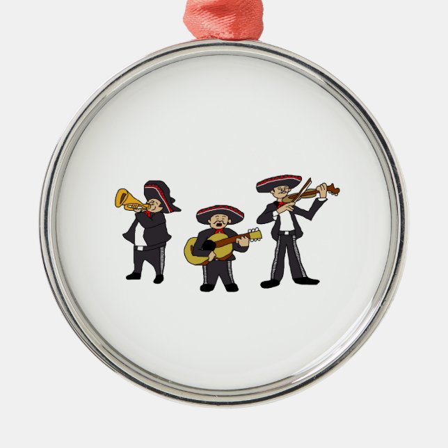 Mexican Mariachi Band Fiesta Music Cartoon Art Metal Ornament (Front)