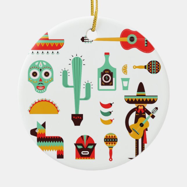 mexican mariachi ceramic ornament (Front)