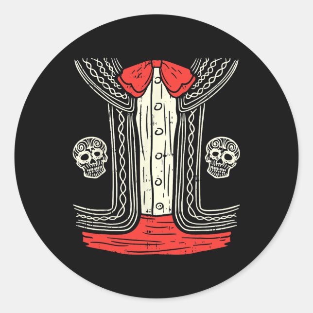 Mexican Mariachi Halloween Costume Mexico Suit Fie Classic Round Sticker (Front)