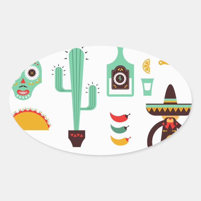 mexican mariachi oval sticker (Front)