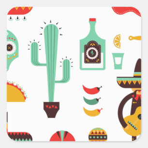mexican mariachi square sticker
